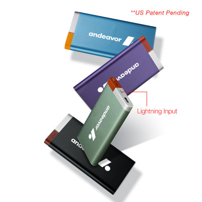 10,000 mAh power bank with both a lightning and Micro USB input