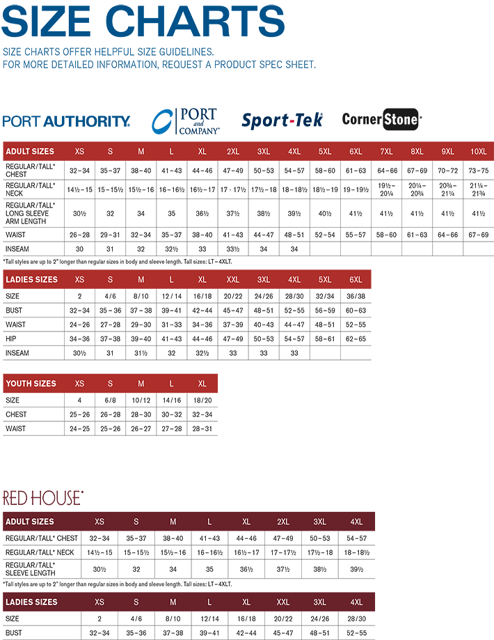 Sport Tek Polo Size Chart